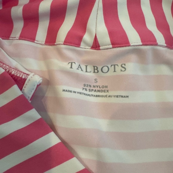 New Talbots Effortless Jersey Shell Pink White Stripe Top Women's Size S - Picture 7 of 9